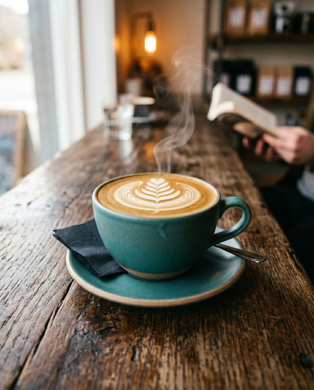 Latte with rosetta art